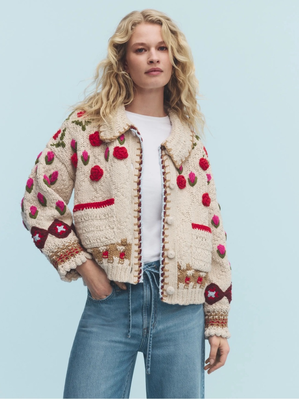 Free people rosebud oversized cardigan sz M - Picture 8 of 8